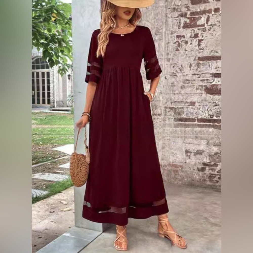 Full Size Round Neck Half Sleeve Dress Plus Size
